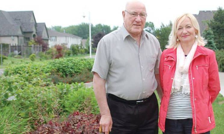 In June 2013, Friends of One Mile Creek members Gerry Beneteau and Klara Young-Chin at FOMC's 10th anniversary planting event at William Street Park. (Photo Niagara This Week)